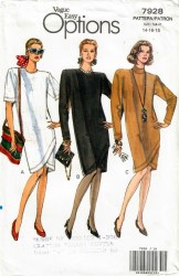 7928 EZ VOGUE LOOSE TAPERED SHAPED SHORT- LONG SLEEVE DRESS PATTERN 8-12 or 14-18 choice uncut 